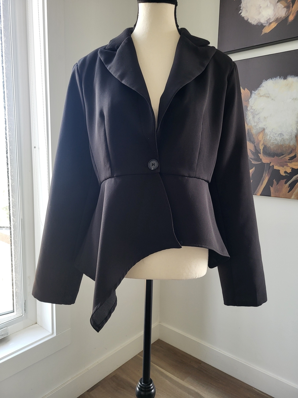 3/50$Black Asymmetrical Peplum Blazer